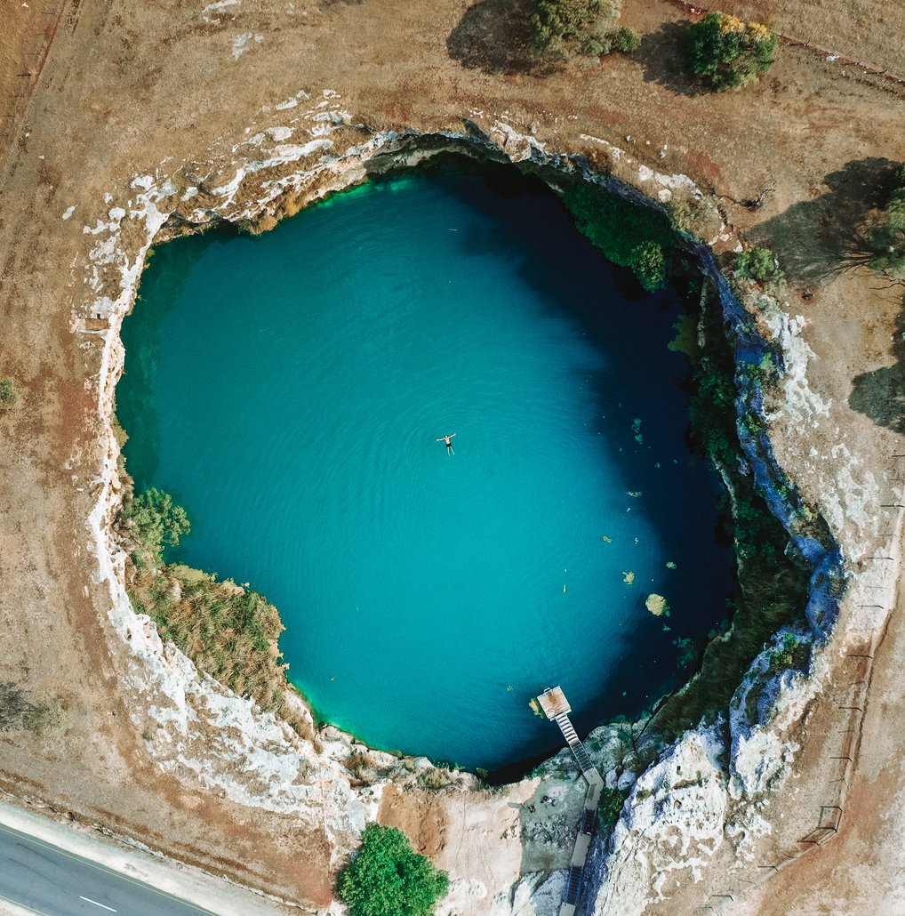 Swimming in Little Blue Lake Cenote Little Blue Lakeb Australia
